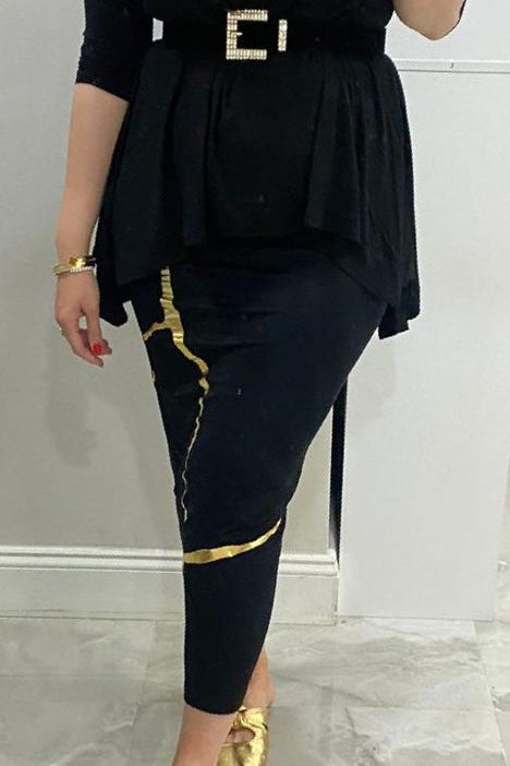 Sachie Kintsugi Skirt in Black & Gold