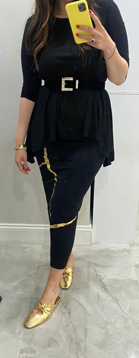 Sachie Kintsugi Skirt in Black & Gold