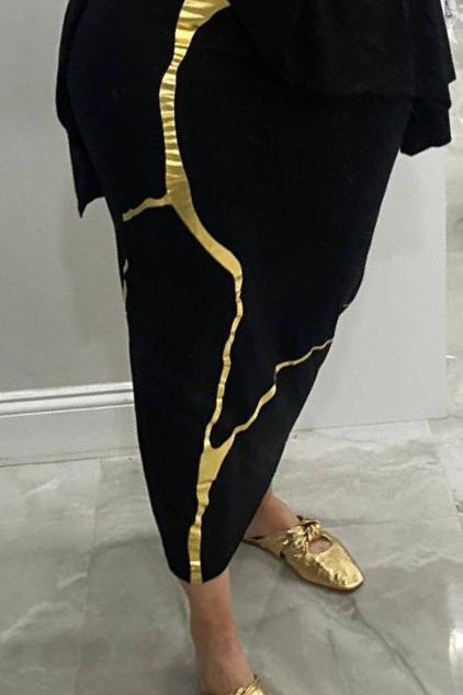 Sachie Kintsugi Skirt in Black & Gold