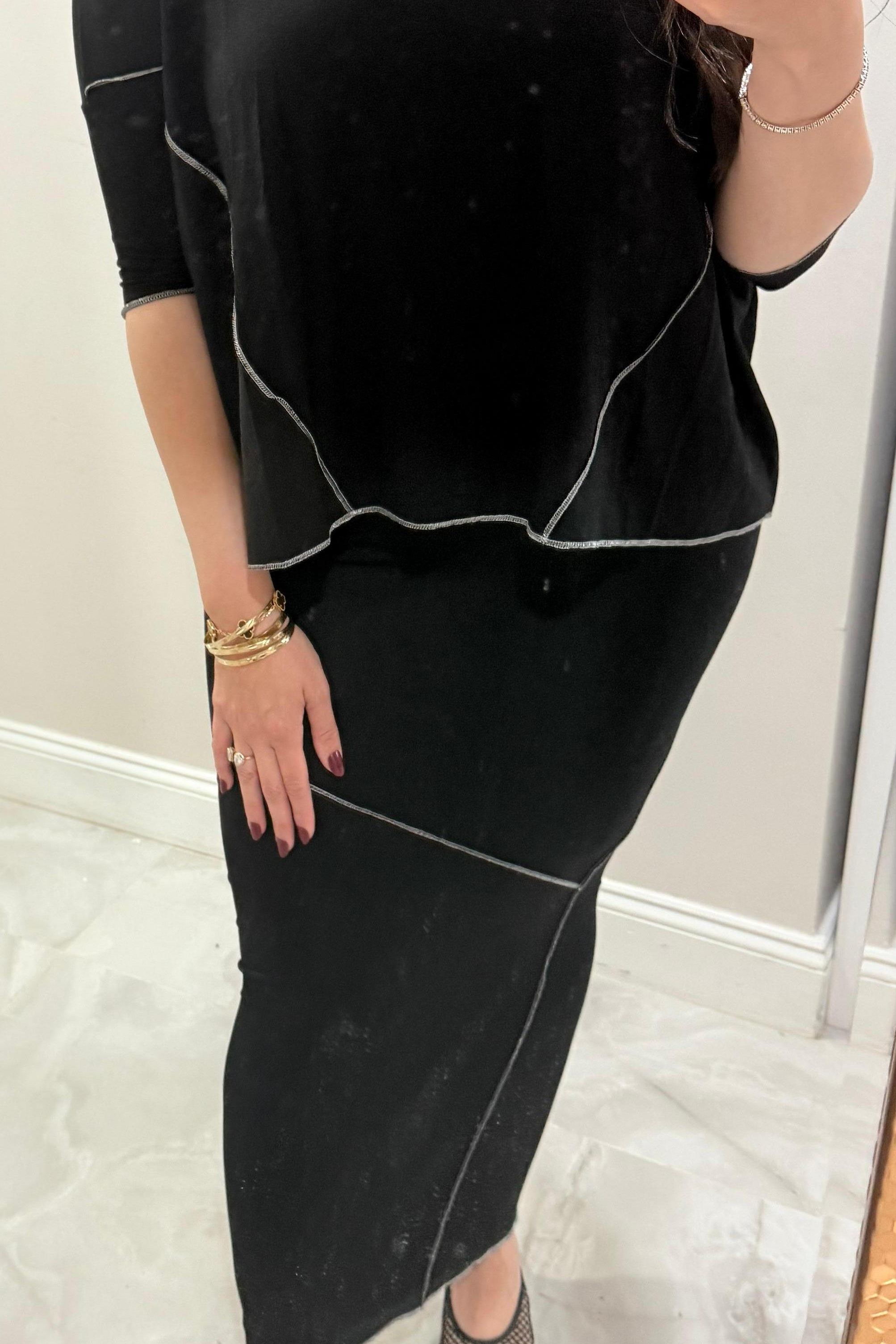 Hana Top- Black Silver Trim