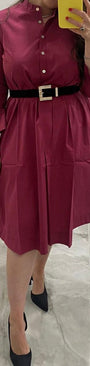 100% Cotton Dress in Raspberry