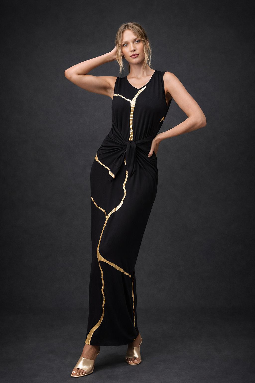 Black & Gold Kintsugi Sleeveless 3-Way Maxi