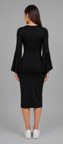 Slit Bell Sleeve Dress -Black - Final Sale