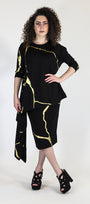 Kana Top Black Gold Foil - Boat Neck