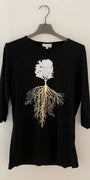 Tree T-Shirt in Black and Gold Foil 3/4 Sleeves