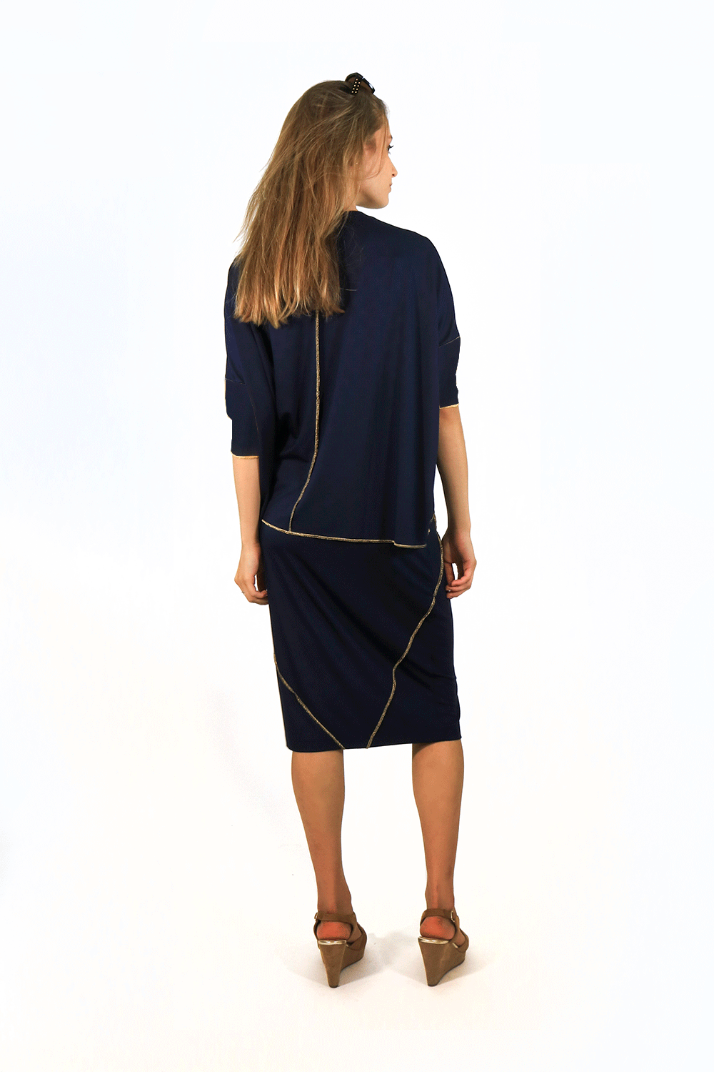 Etsu Skirt in Navy solid (no gold stitch)