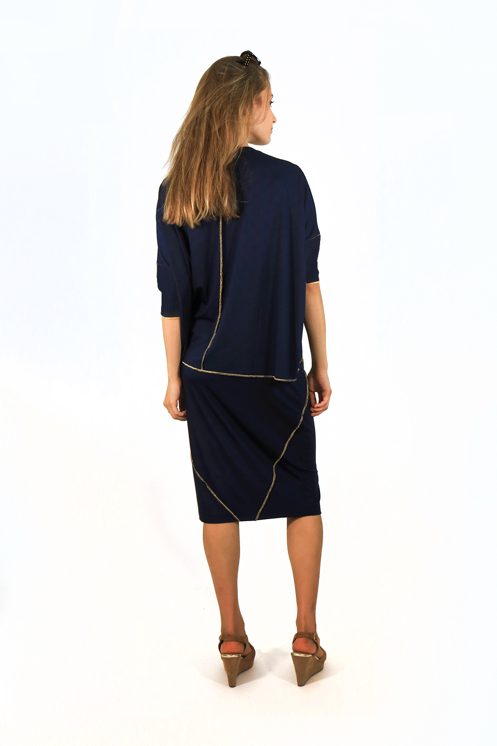 Etsu Skirt in Navy solid (no gold stitch)