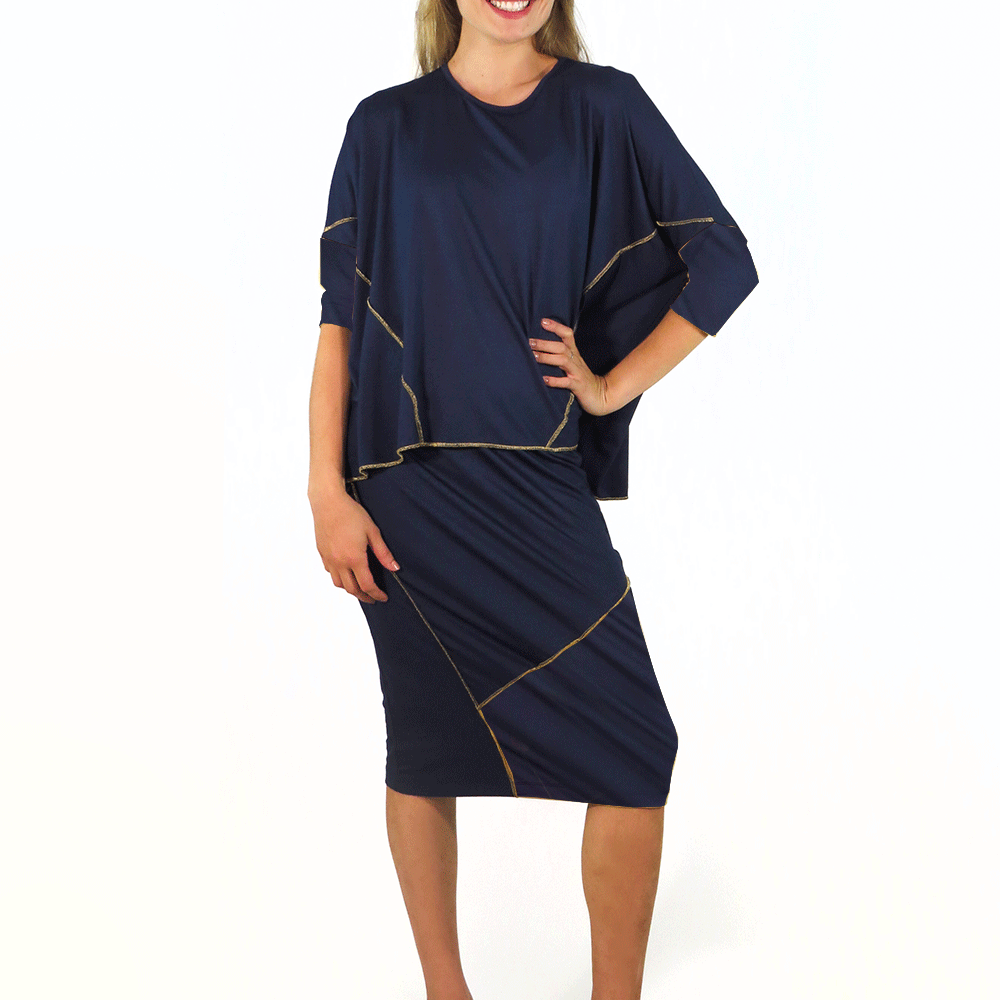 Etsu Skirt in Navy solid (no gold stitch)