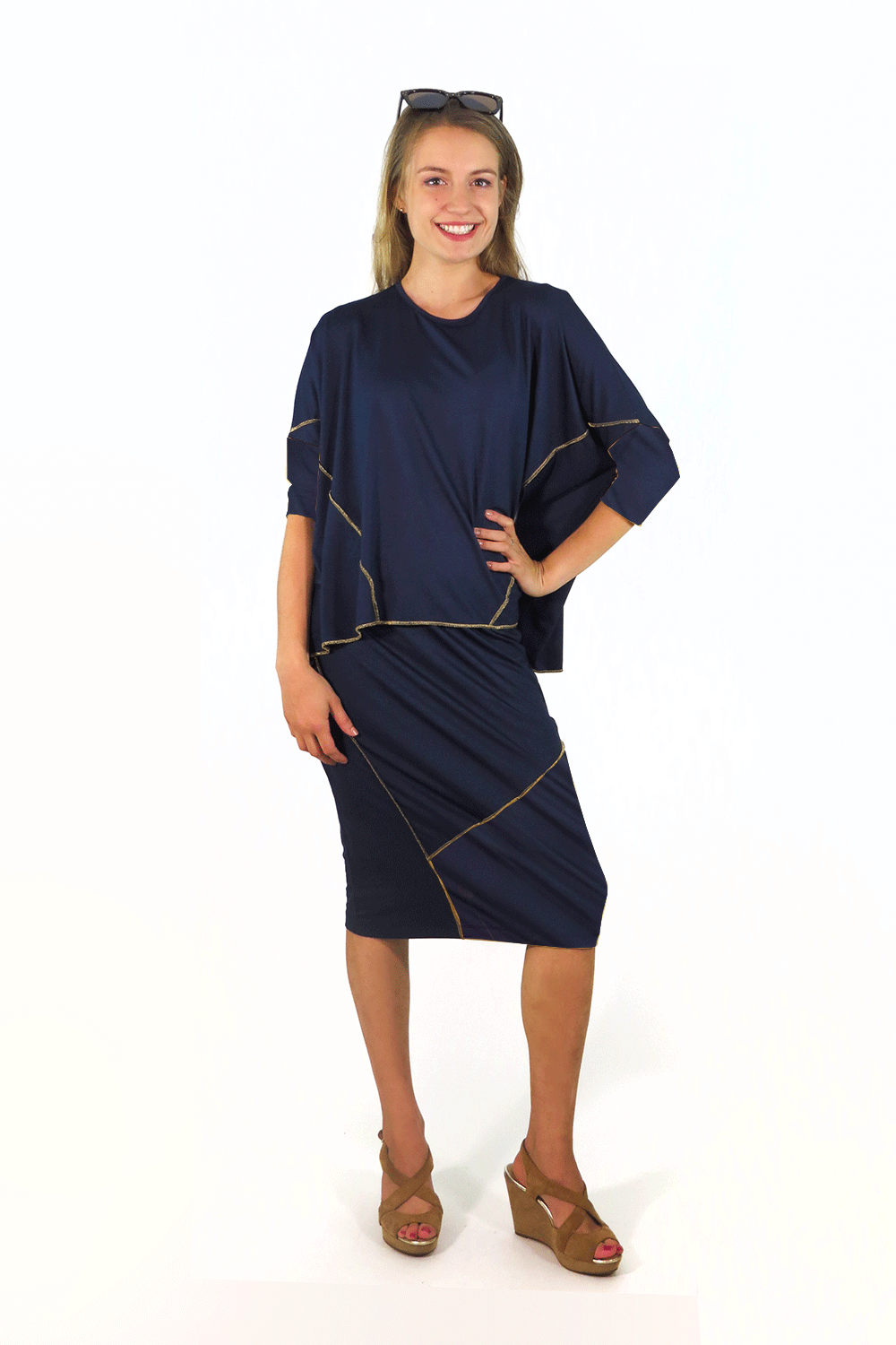 Etsu Skirt in Navy solid (no gold stitch)