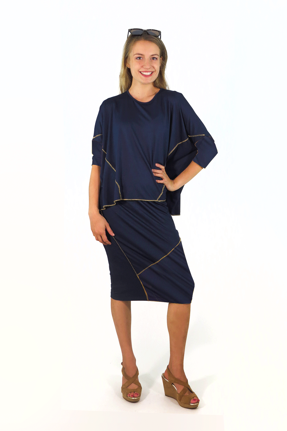 Etsu Skirt in Navy solid (no gold stitch)