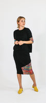 Etsu Pencil Skirt in Black Watercolor