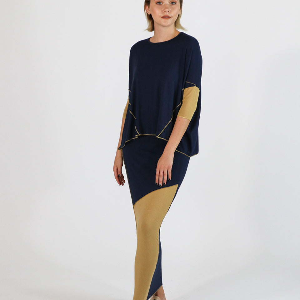 Sachie Skirt in Navy Camel