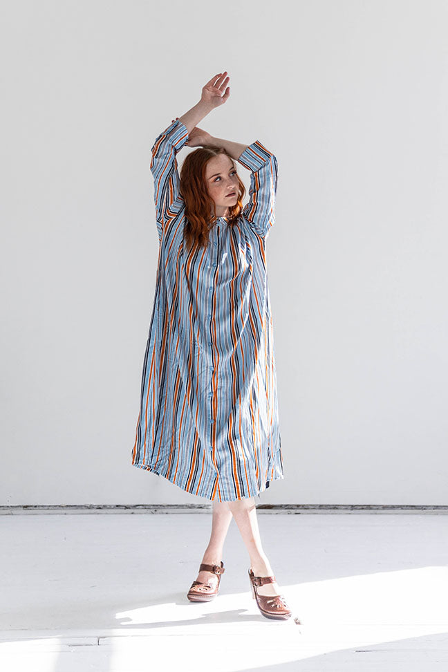 Saori Shirt Dress in Stripes