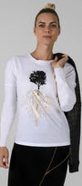 Off White Tree T-Shirt with Gold - Long Sleeves